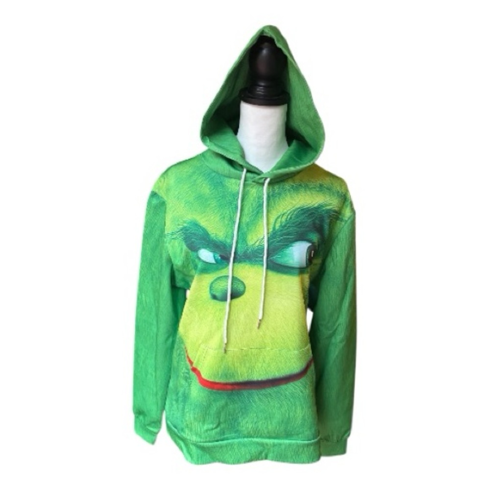 Grinch Long Sleeve Hoodie Size M Adult and Teen Ugly Sweater Unisex Hallowe